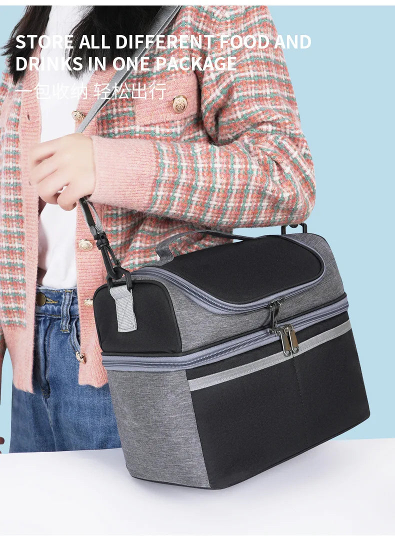 Bolsa de almuerzo de pana con aislamiento térmico, lonchera, bolso de mano, multifuncional, para niños, escuela, enfriador, bolsa de picnic, bolsa de comida