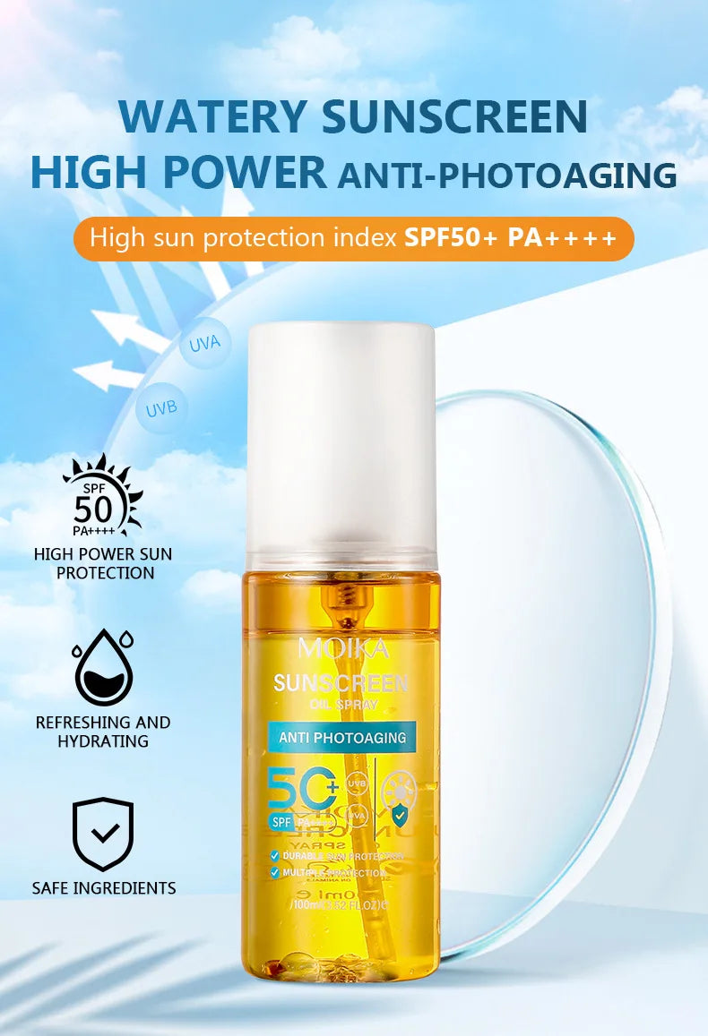 Facial Body Sunscreen Oil Spray Whitening Sun Cream Sunblock Skin Protective Cream Anti-Aging Oil-control Moisturizing SPF50+