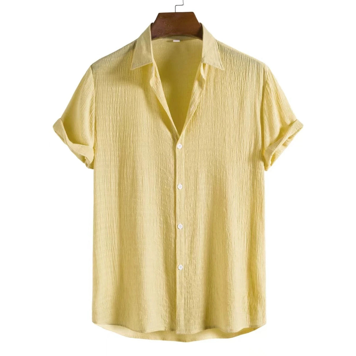 Men's Cotton Blend Casual Short Sleeve Shirt - White