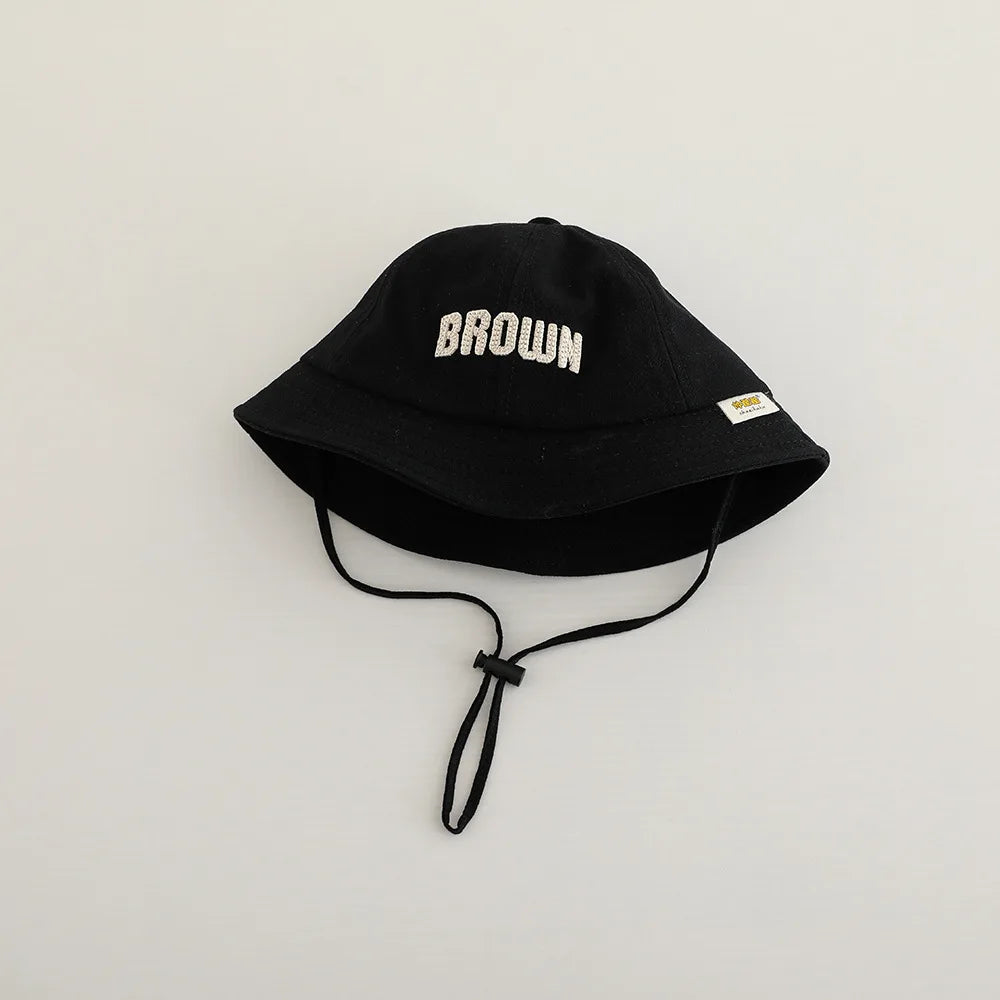 New Embroidered Letter Baby Bucket Hats Spring Sunhat Fishing Hat Sunshade Visor Boy Girl Outdoor Fashion Beach Cap For 6-24M