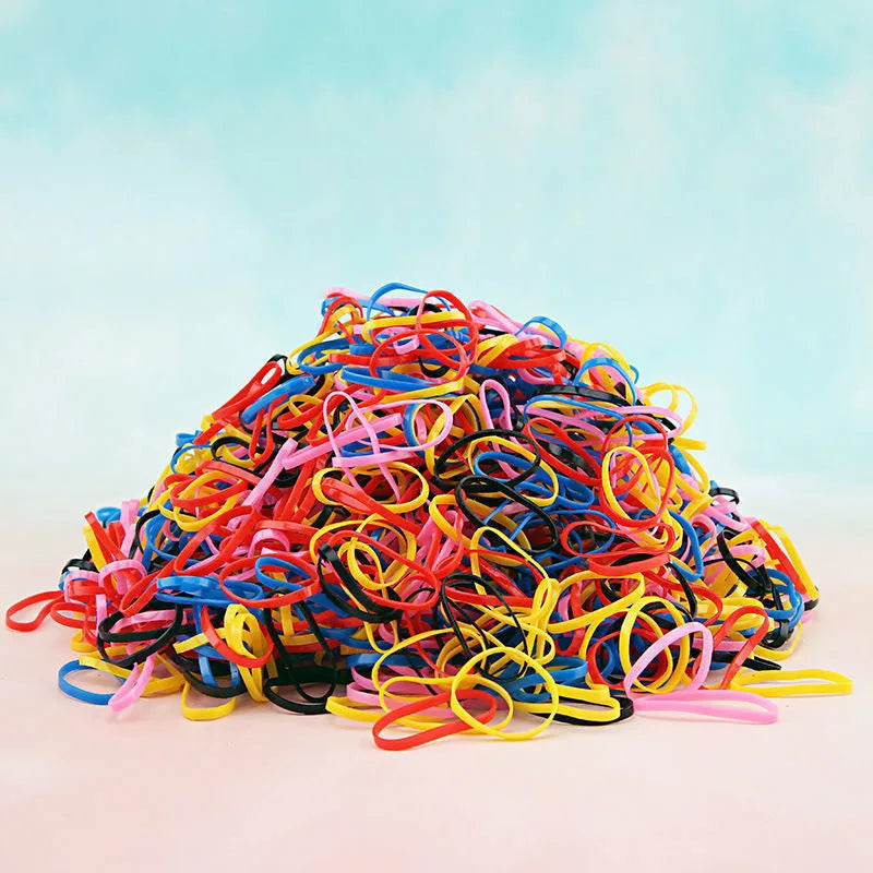 Gomas elásticas coloridas desechables para niñas, 1000 unidades, para coletas, accesorios para el pelo de niños