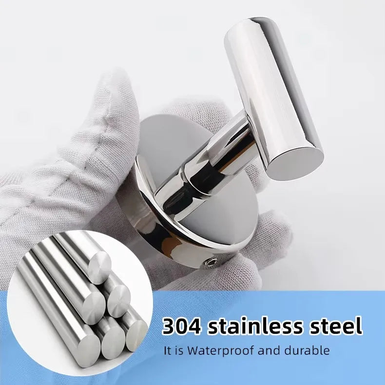 Ganchos de toalla de baño de acero inoxidable 304, ganchos negros para abrigos y batas, ganchos de pared redondos para baño, organizador de cocina, herrajes