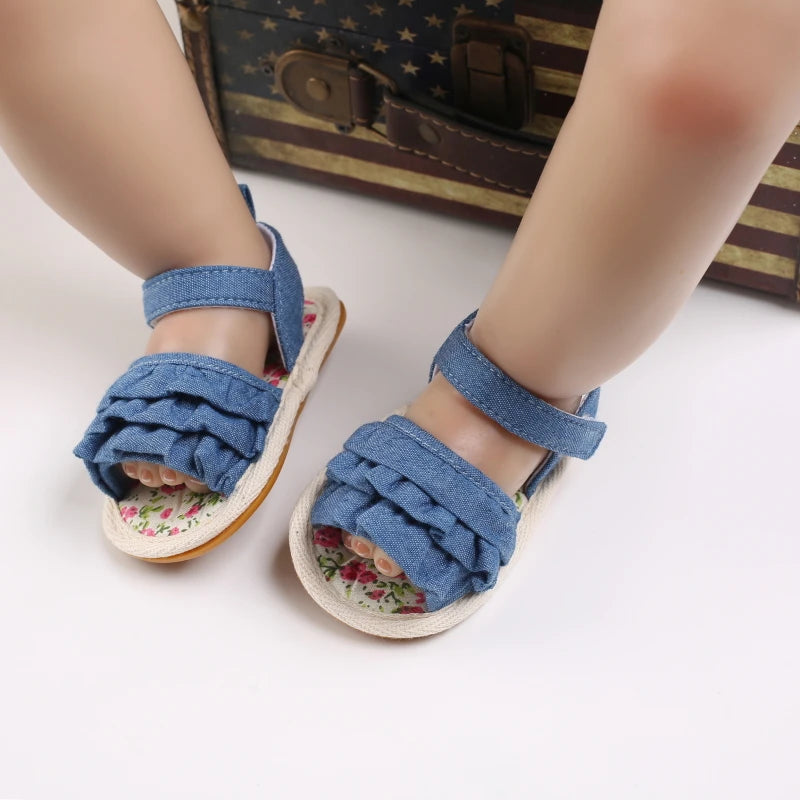 Baby Learning Walk Shoes,Back Zipper Summer Infant Sandals Soft Daily Wear Footwear for Newborn Baby Girls 0-1 Year