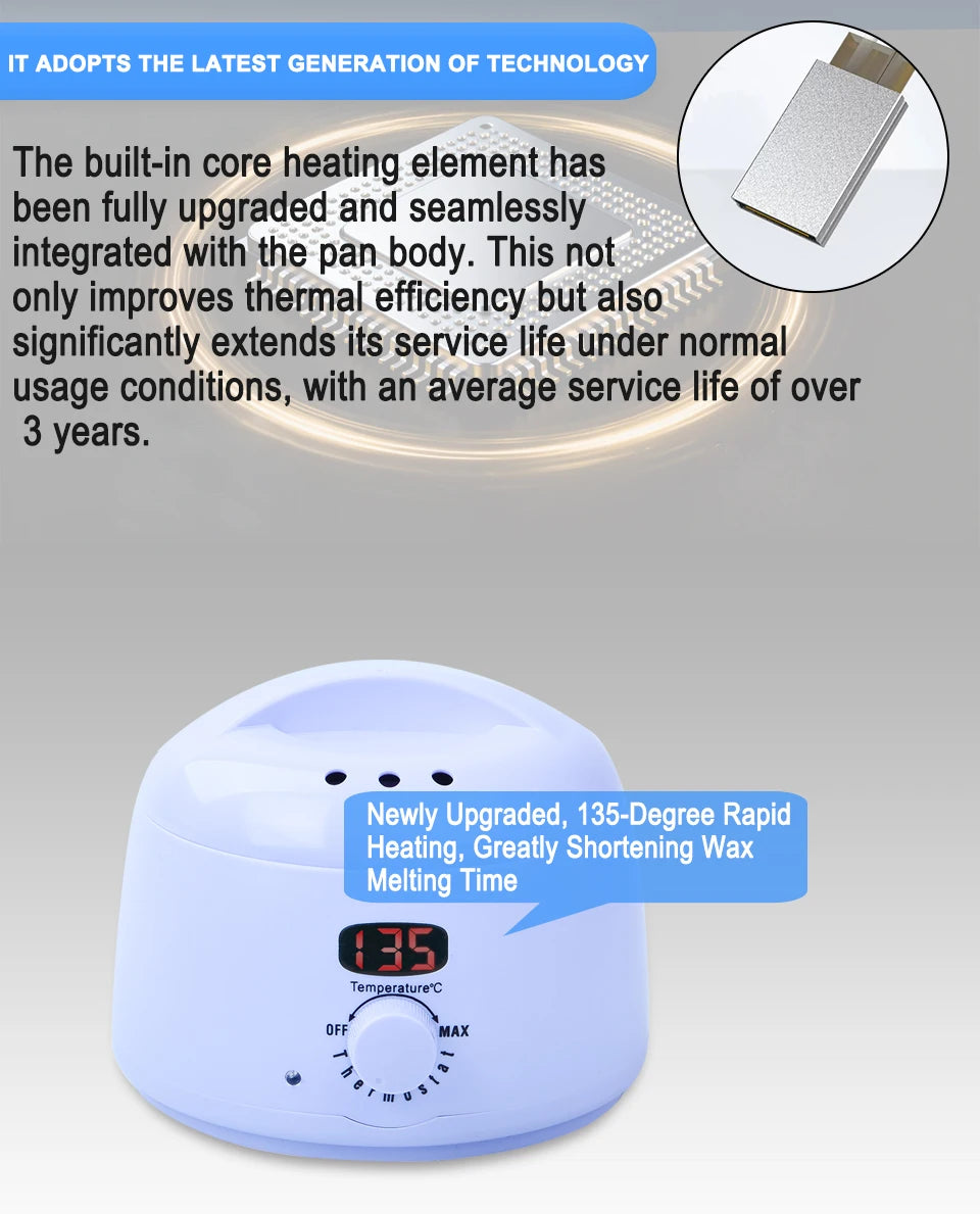 500ML Wax Heater with Wax Melting Pot Paraffin Heater Suitable for Full-Body Hair Removal for Men and Women USB Wax Warmer set