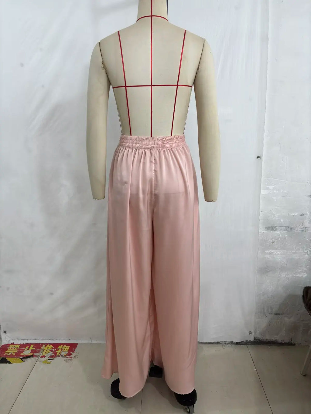 KONDALA Women's Wide Leg Pants - Casual Elastic Waist Trousers Pink