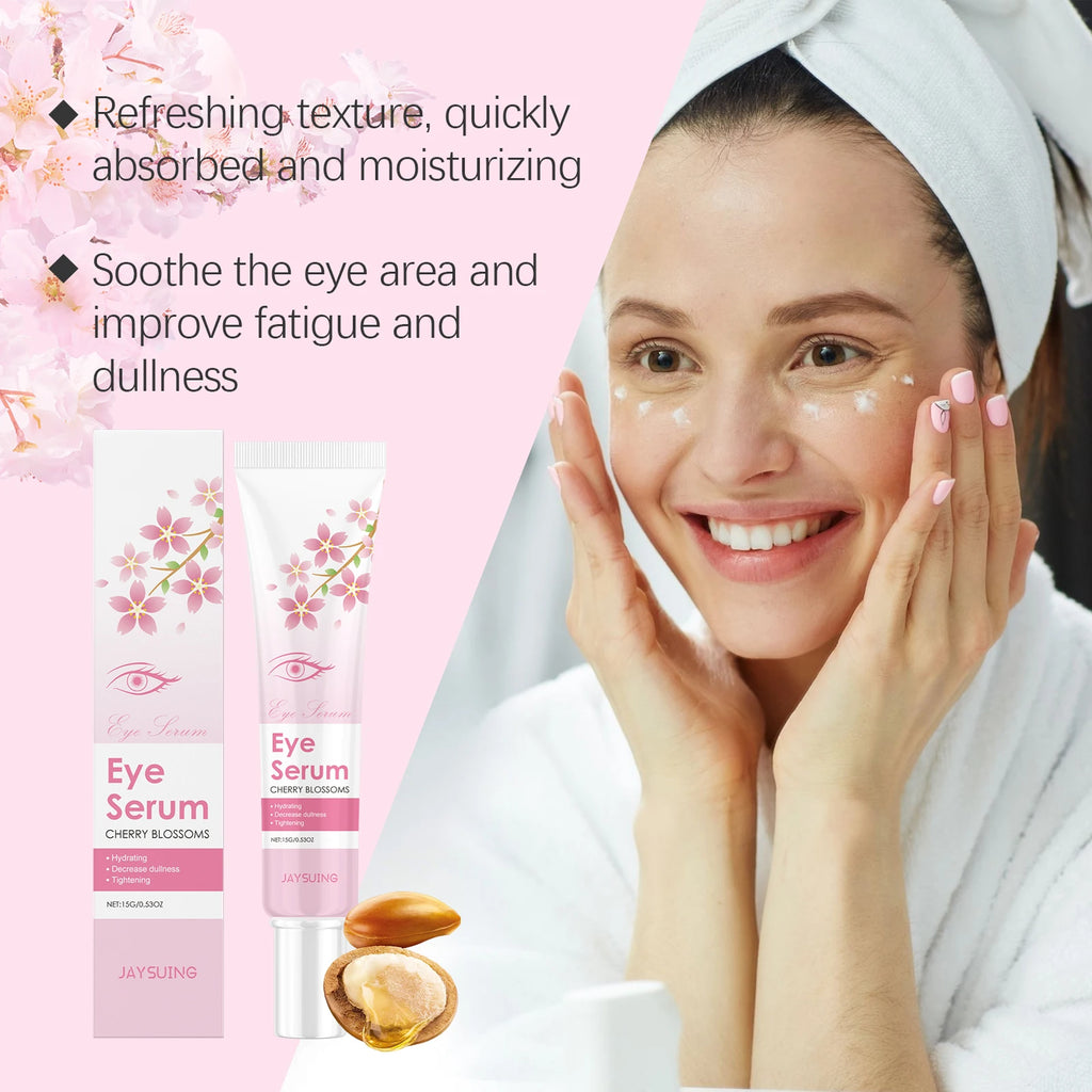 JAYSUING Sakura Eye Serum Anti Dark Circles Puffiness Eye Bag Wrinkle Remover Firming Moisturizing Brightening Eye Lifting Cream