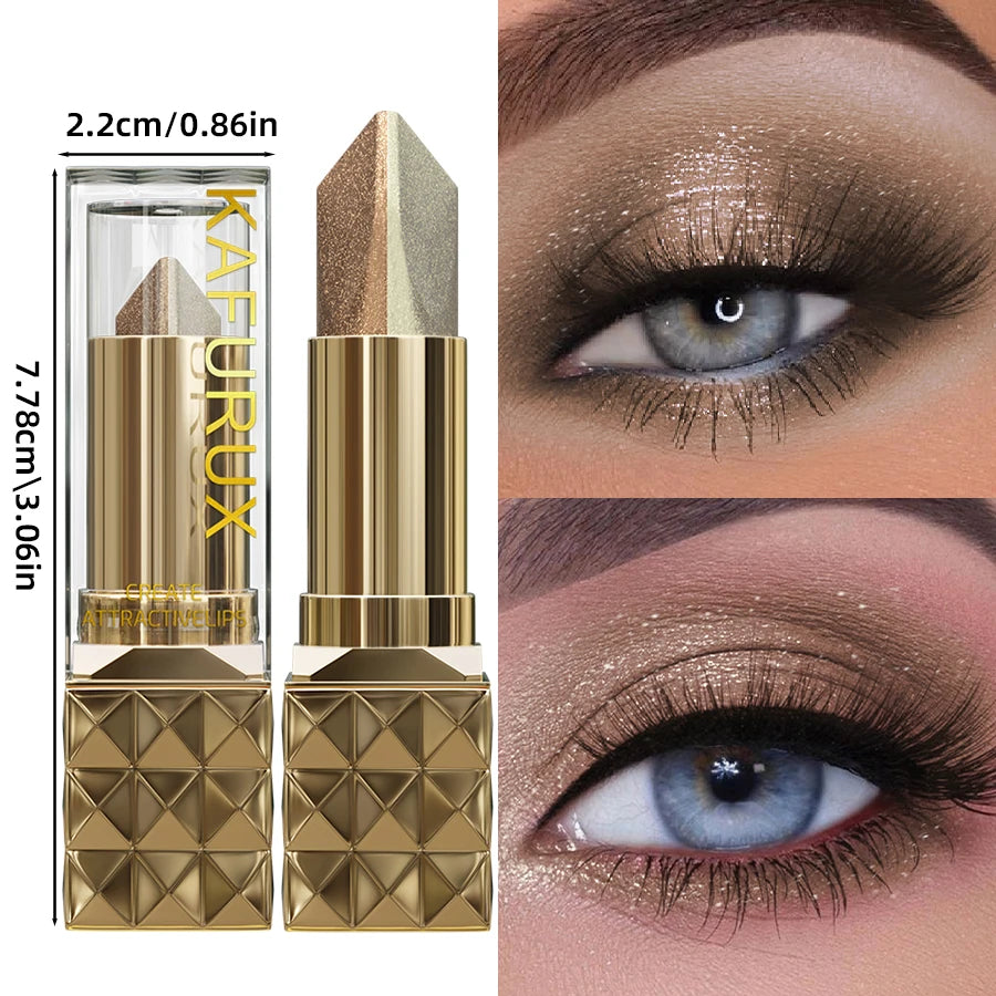 Two Color Eye Shadow Stick Shimmer Glitter Brown Color Dimensional Natural Without Taking Off Makeup Eye Cosmetic For Women'S