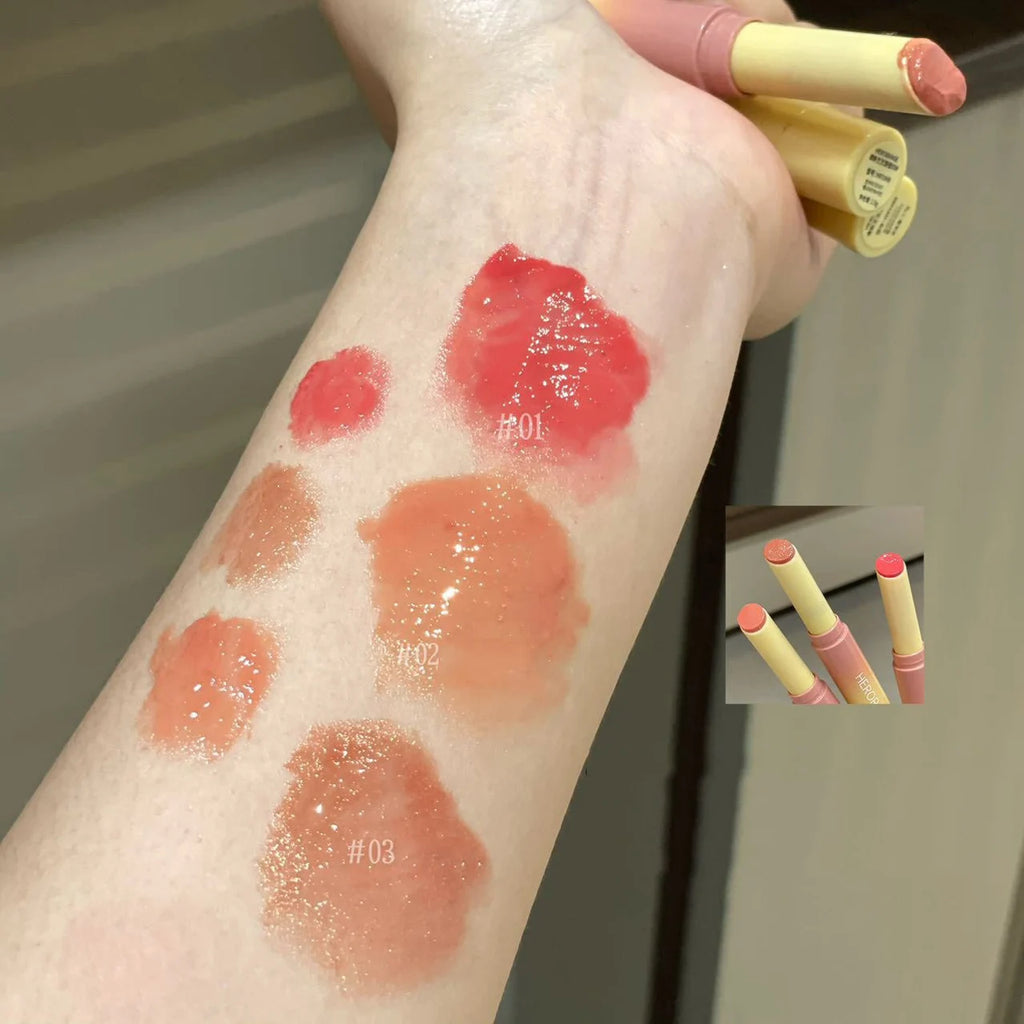 Clear Water Light Solid Lip Gloss Jelly Watery Pink Lipstick Pencil Moisturising Mirror Shimmer Korean Lips Makeup Cosmetics