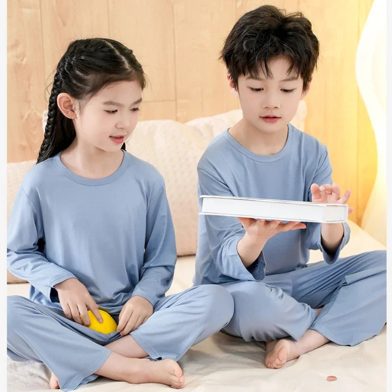 Unisex Kids Long Sleeve Pajamas Set - Cotton Blend Sleepwear