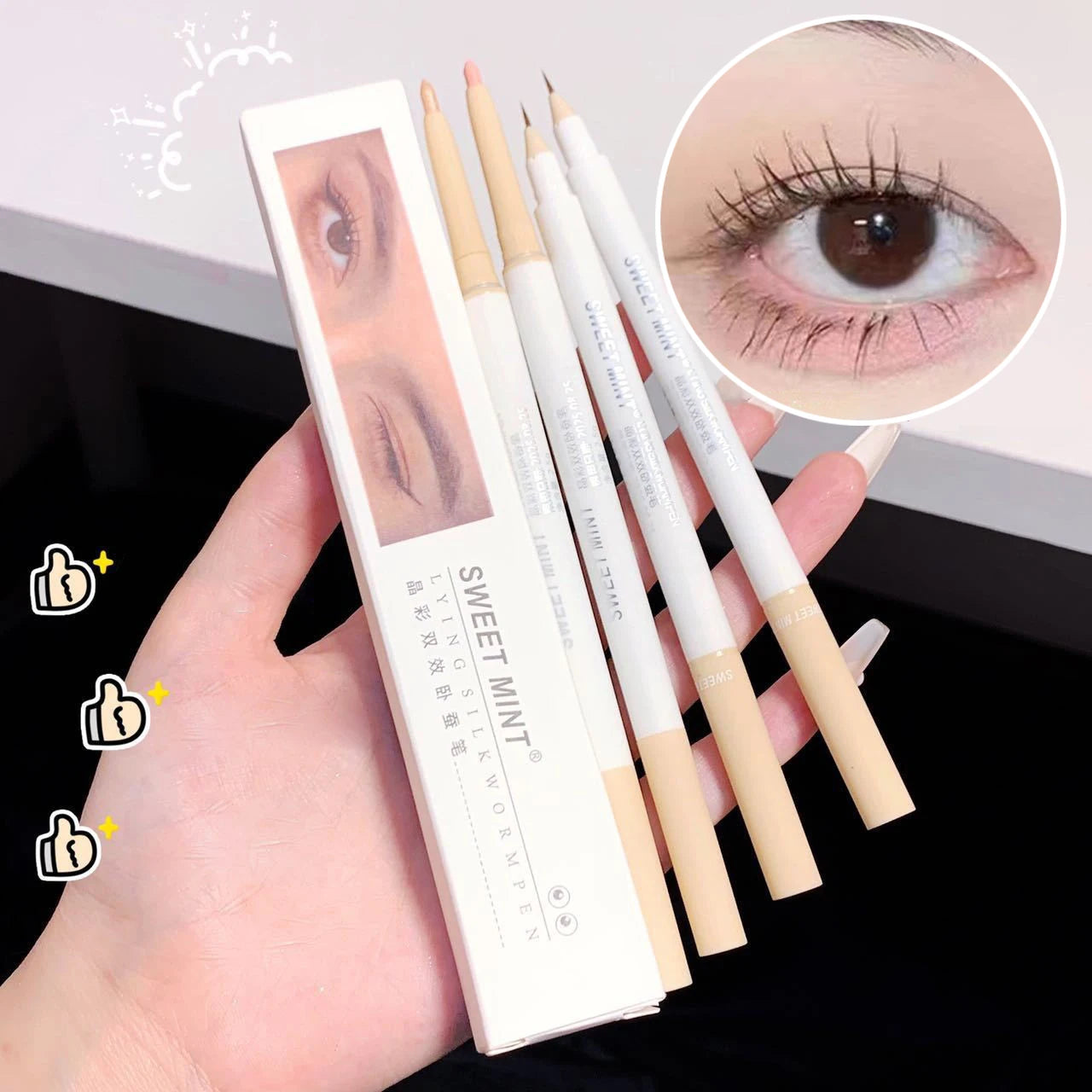 2 In 1 Liquid Eye Liner Shadow Pen Ultra Glitter Eyeliner Pencil Lasting Korean Eyes Makeup High Gloss Pigment Silkworm Gel Pen