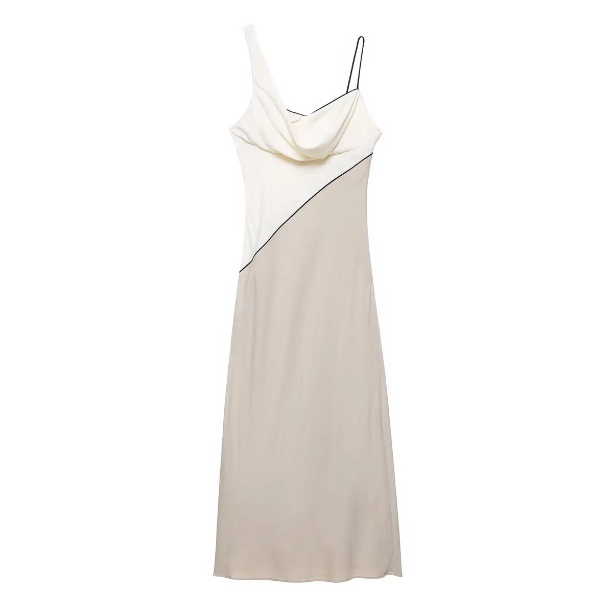 Women's Contrasting Lines Slim Dress 2025 Summer Fashion Holiday Casual Dating Lady Dress Elegant Chic Suspender Dress