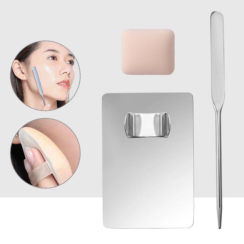 Makeup Brush Set With Stainless Steel Mixing Palette Spatula Rod Color Sticks 3 4 5 6 Pcs For Professionals
