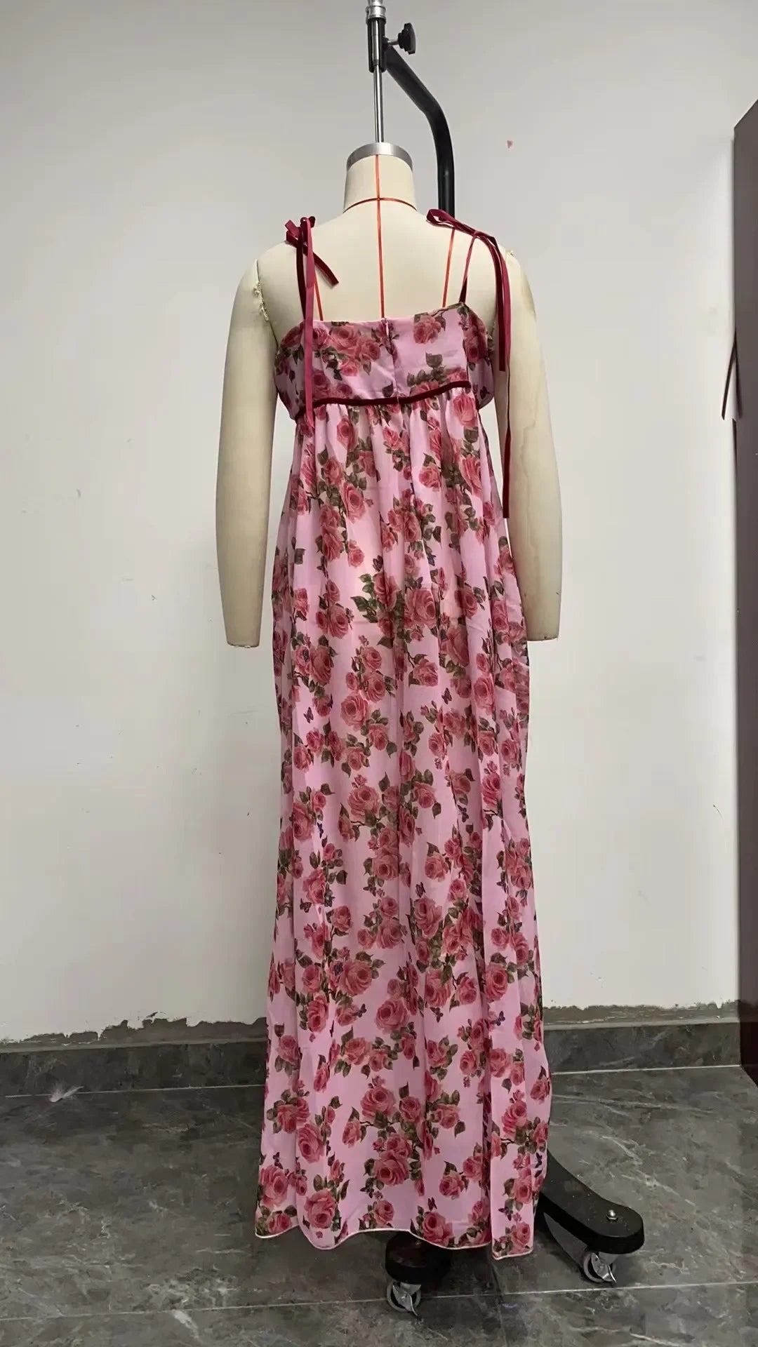 2024 New Vintage Printed Long Dress Sexy Tank Dress Beach Casual Vacation For Women Fashionable Sleeveless Design