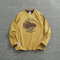 Autumn New American Retro Long Sleeve O-Neck Letter Motorcycle Print T-Shirt Men'S Fashion 100% Cotton Washed Casual Sport Tops