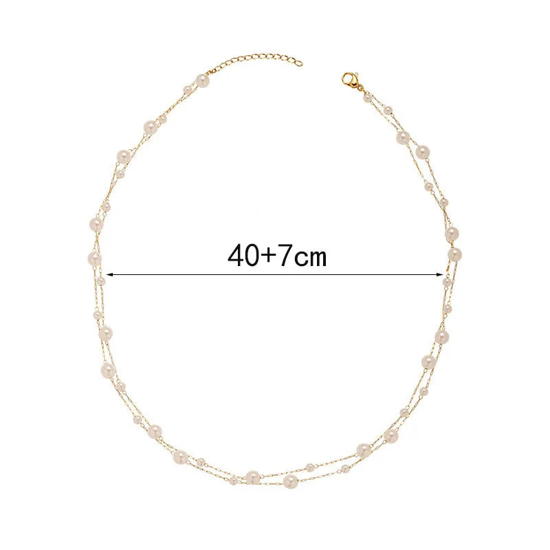 Stainless Steel Temperament Pearl Chain Choker Necklace For Women'S Waterproof Collar Jewelry Bijoux