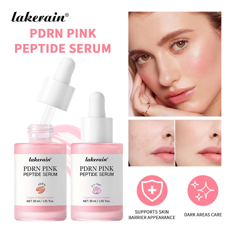 Lakerain 2Pcs Set 0-Pore Toner Pad & Salmon PDRN Pink Peptide Facial Serum Deep Moisturizing Glow Korean Facial Skin Care Kit