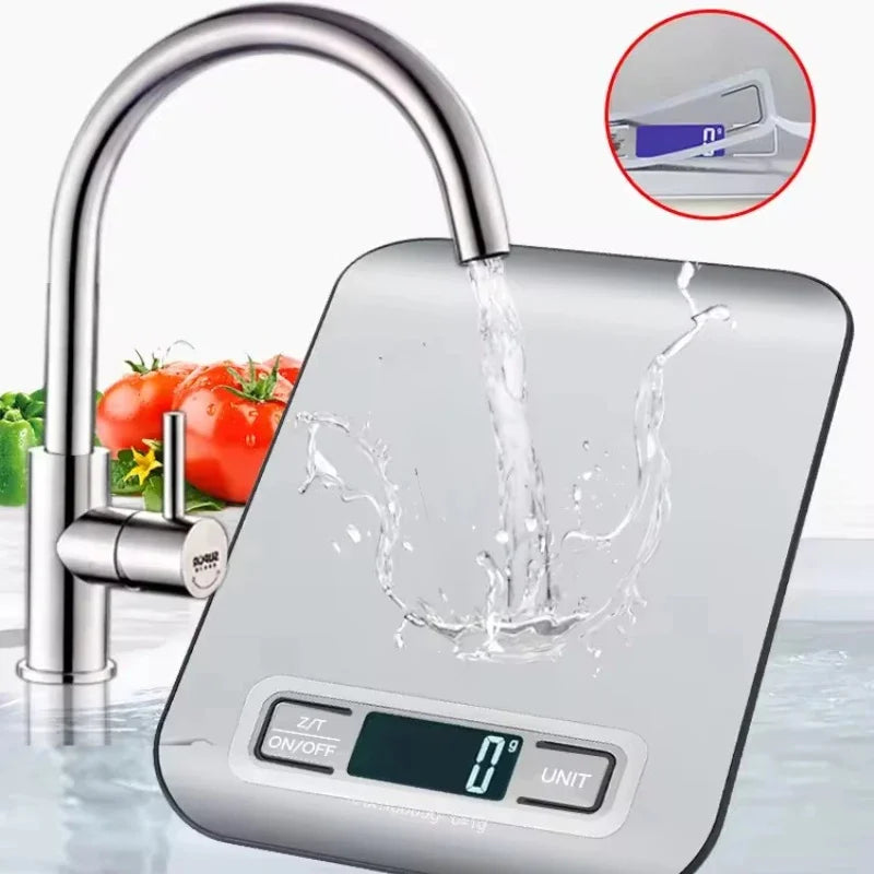 Báscula digital de cocina con pantalla LED de 5 kg/1 g, de acero inoxidable, electrónica, para alimentos, joyas, aperitivos, repostería, herramientas para el hogar