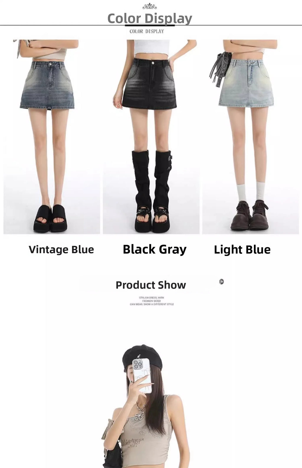 Retro American Washed Slim Fit Denim  Skirt Women Summer Hot Girl High Waist Bodycon Anti Exposure a Line Half Body Skirt