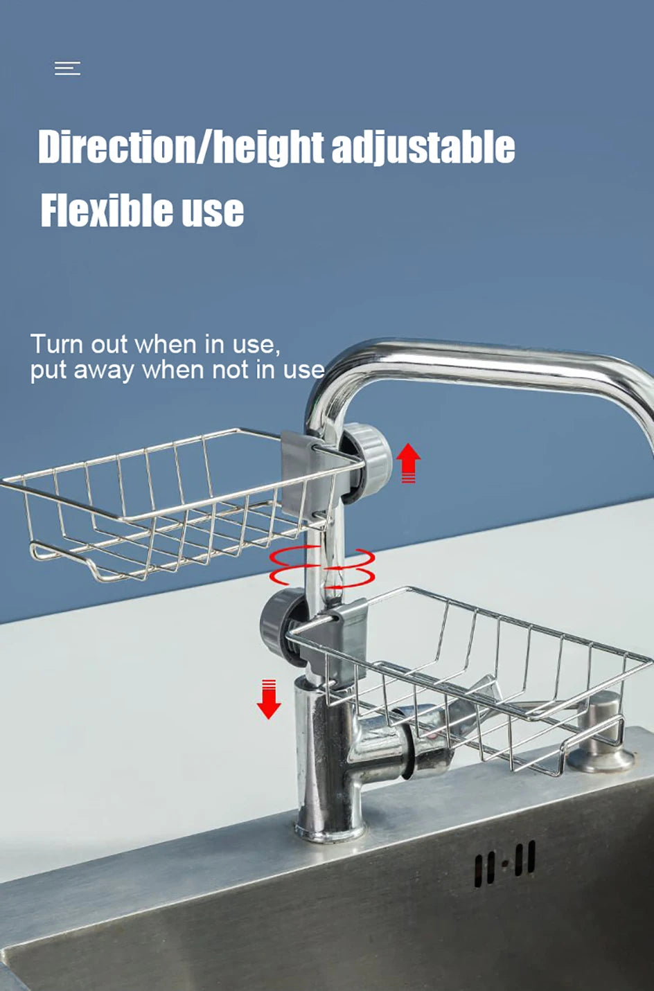 Kitchen Sink Drain Rack Sponge Storage Flexible Faucet Holder Soap Drainer Towel Rack Shelf Organizer Kitchen Accessories