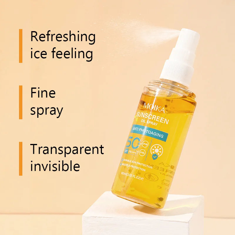 Facial Body Sunscreen Oil Spray Whitening Sun Cream Sunblock Skin Protective Cream Anti-Aging Oil-control Moisturizing SPF50+