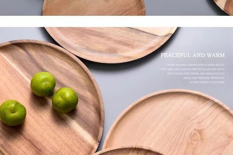2026 New 15/20/25cm DIY Thinking Wooden Plate Round Tea Wooden Dining Plate Snack Bread Dried Fruit Plate