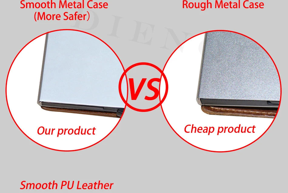 RFID Blocking Men Wallet Credit Card Holder Leather Card Wallet Double Metal Box ID Card Holder Money Clip Purse New 2023