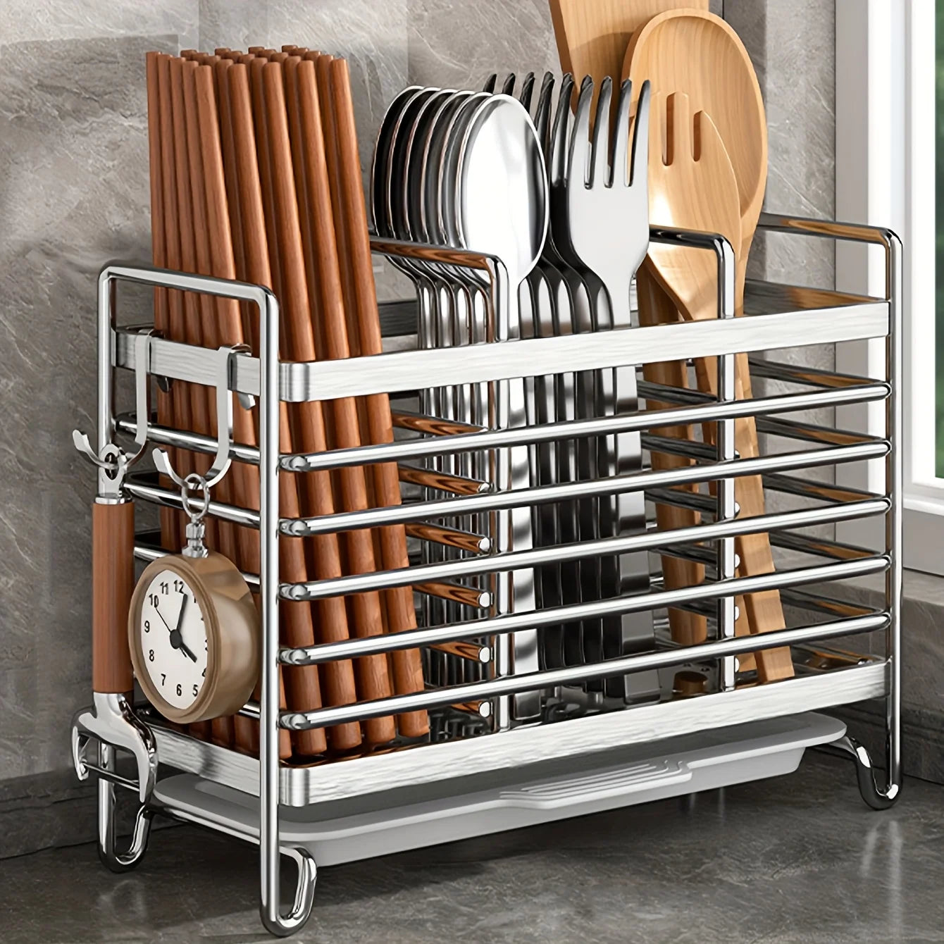 Soporte Utensilios Cocina Pared Sin Taladro Acero Inoxidable Organizador Ahorra Espacio Para Cubiertos De Cocina Ideal Para Espacios Pequeños