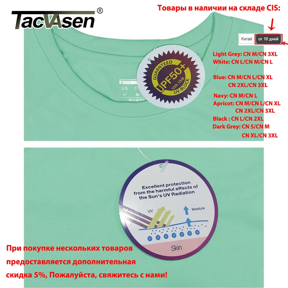 Tacvasen Sun Protection T-Shirts Summer Upf 50+ Mens Long Sleeve Quick Dry Athlectic Sports Hiking Performance T-Shirts Tee Tops