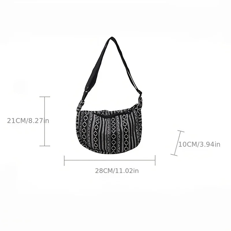 Crossbody Bags Tribal Style Shoulder Bag, Foldable Crossbody Striped Pattern, Flag Theme Hand Washable Edge Painted Lining