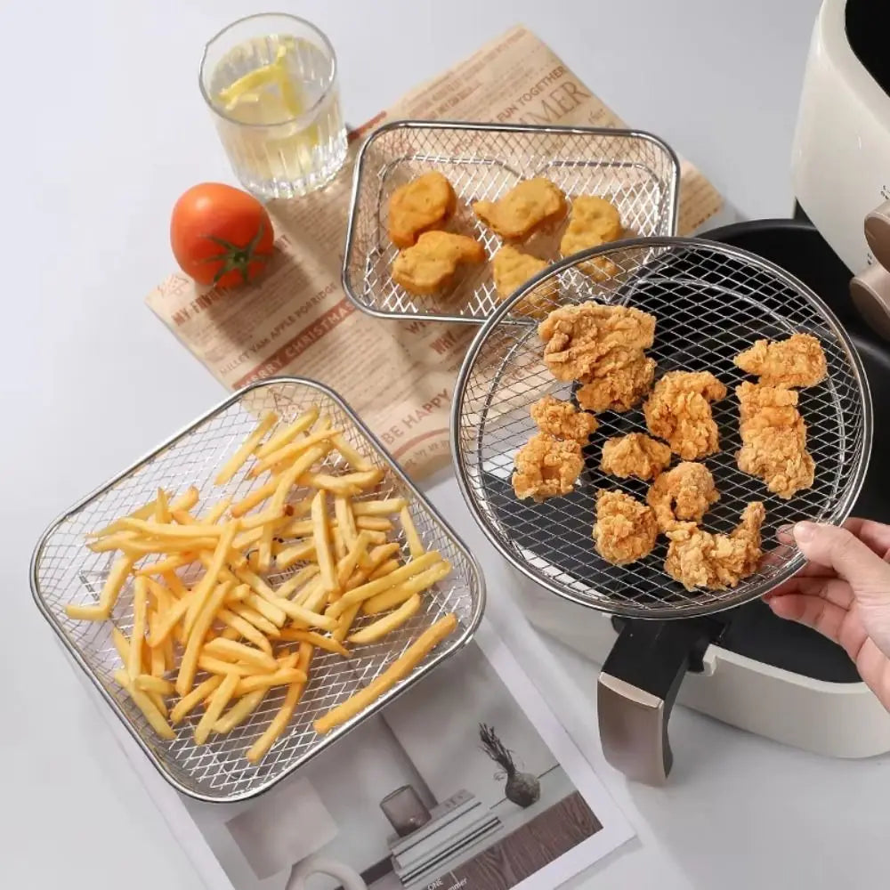 Cesta para asar de acero inoxidable antiadherente Bandeja para freidora de aire Rejilla de alambre Rejilla para freidora de aire Cesta apilable para asar Accesorios de cocina