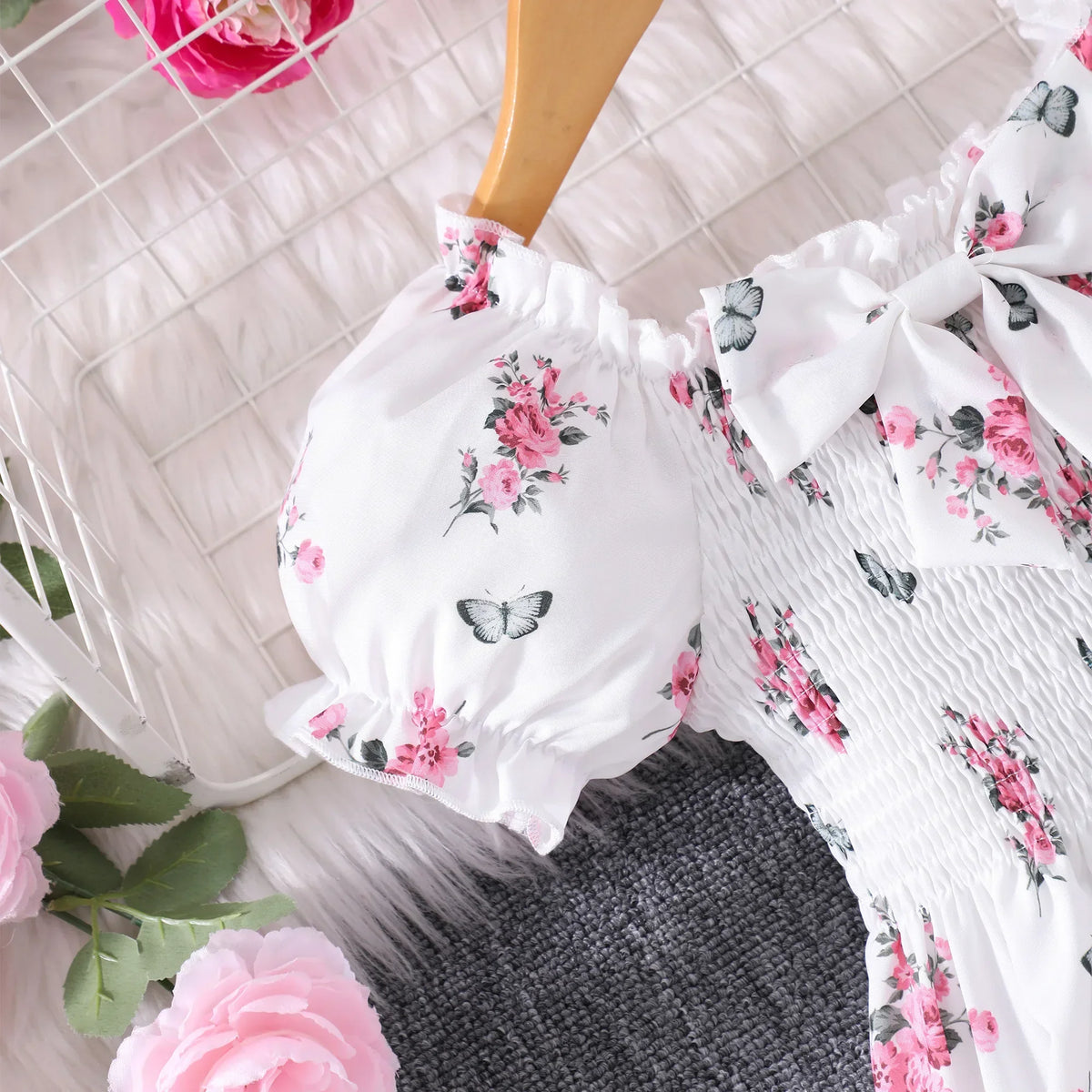 Pink Kids Girl Long Dress Summer Floral Toddler Girls Dresses Cute Sweet Elegant Birthday Party Children Costume 3 4 5 6 7 Yrs