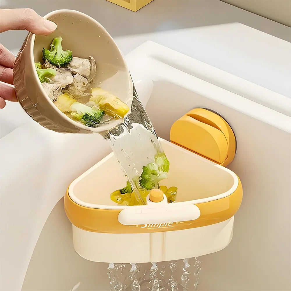 Kitchen Filter Drain Basket Fruit Vegetable Cleaning and Drainage Basket Cleaning Basket Triangular Sink Strainer for Food Waste