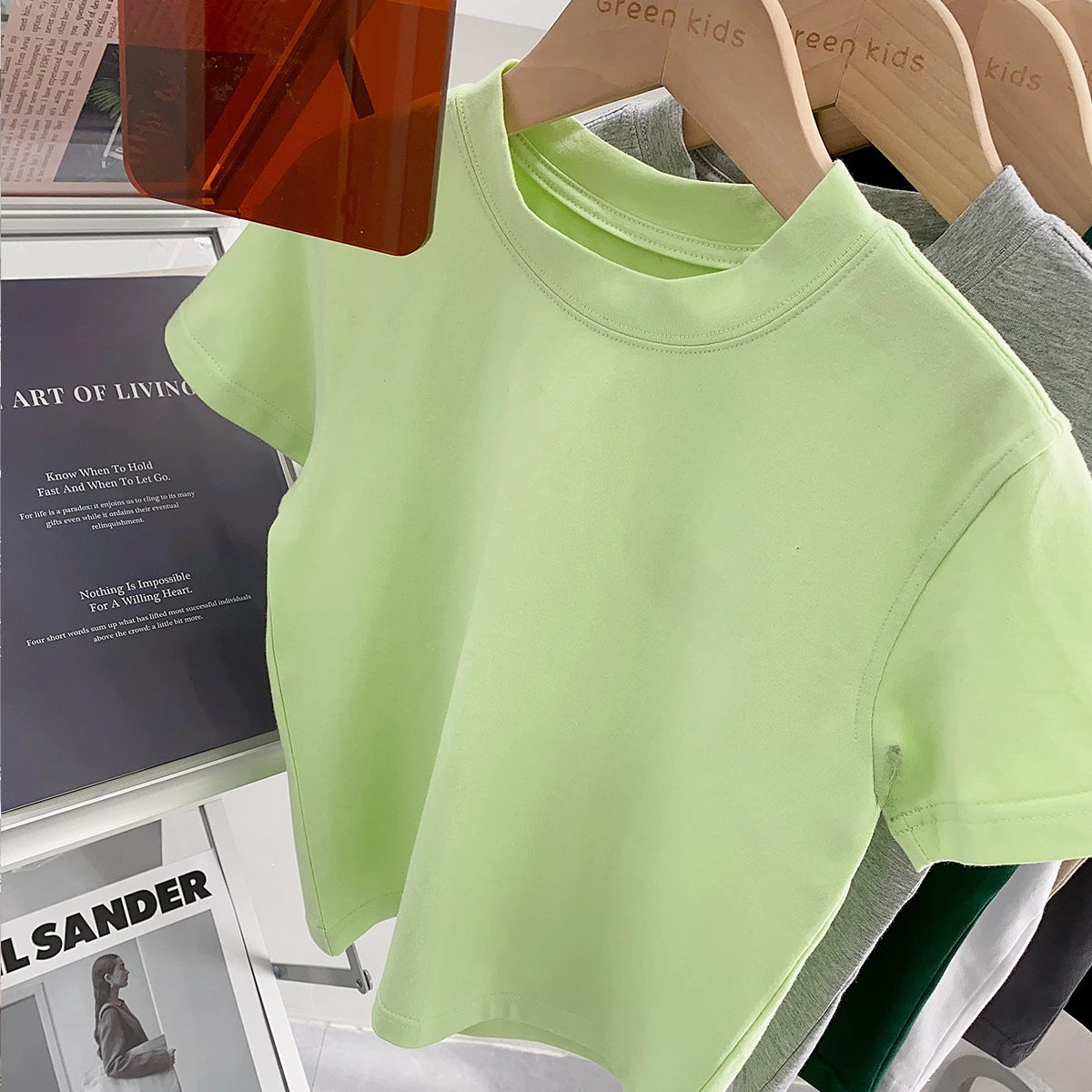 Kids Unisex Solid Color Cotton Blend Short Sleeve T-Shirt
