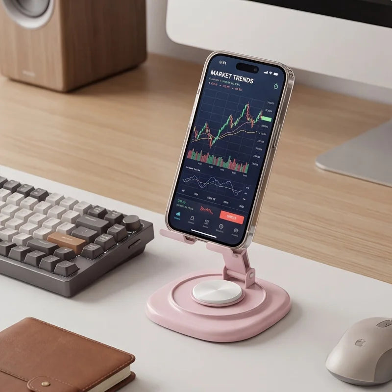 Macaron Desktop Metal Rotating Phone Stand Tablet Phone Stand for Watching TV, Live Streaming, and Video Support - Lazy Person'