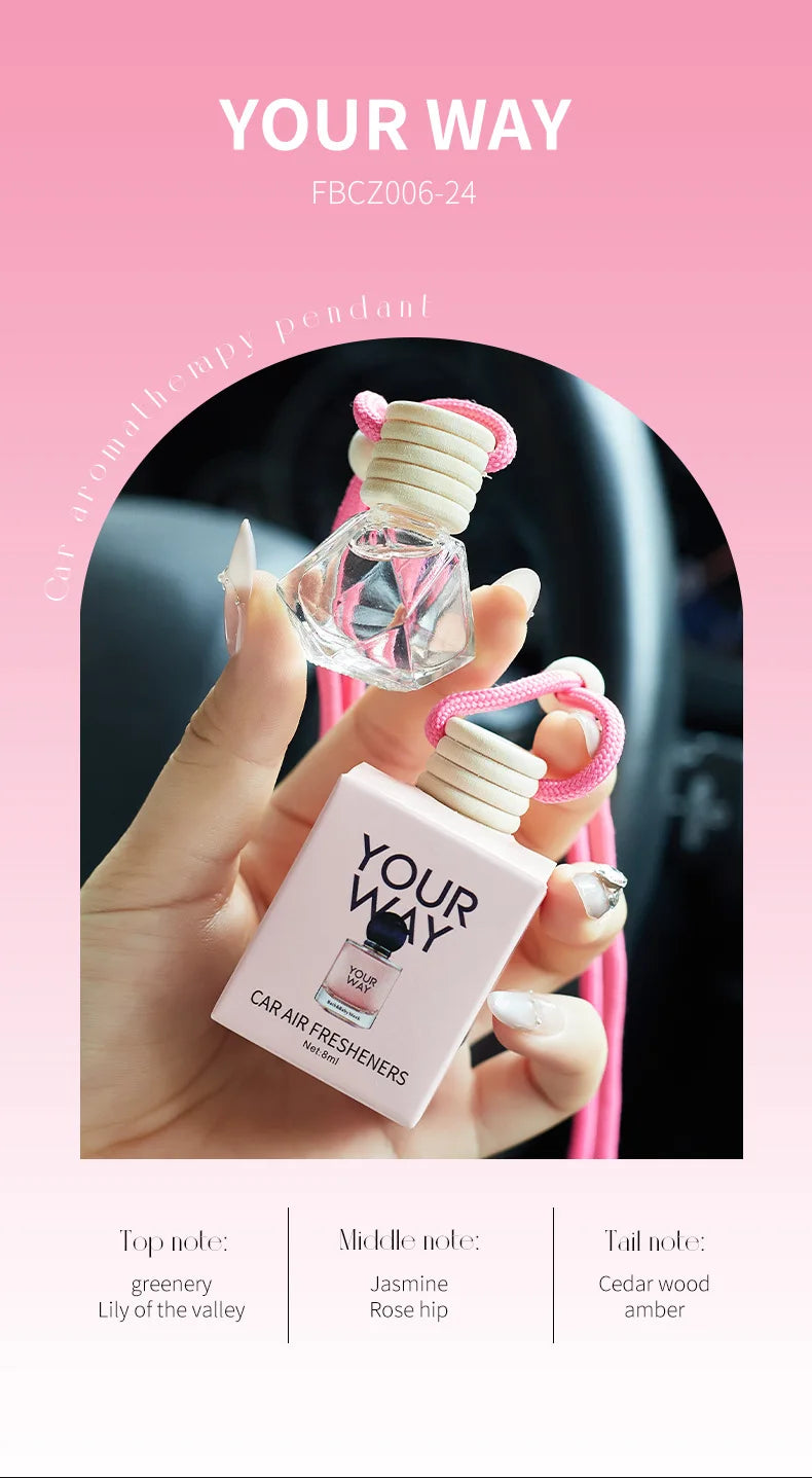 8ML Long Lasting Scent Glass Bottle Air Freshener Keep Charming and Fresh Hanging Car Interior Decoration Perfume Diffuser