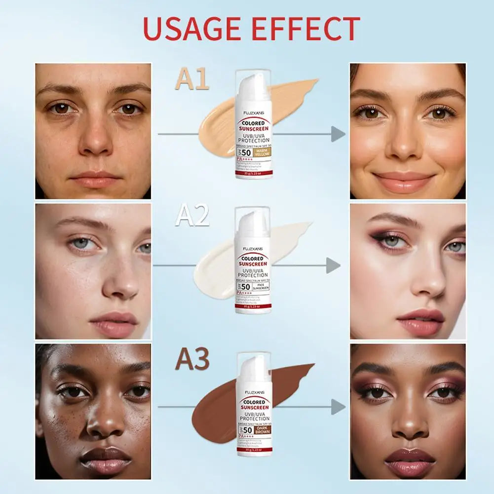 Colored Sunscreen UVB/UVA Protection Broad Spectrum SPF 50 Hydrating Lightweight Breathable Gentle Skin-Friendly Isolation Cream