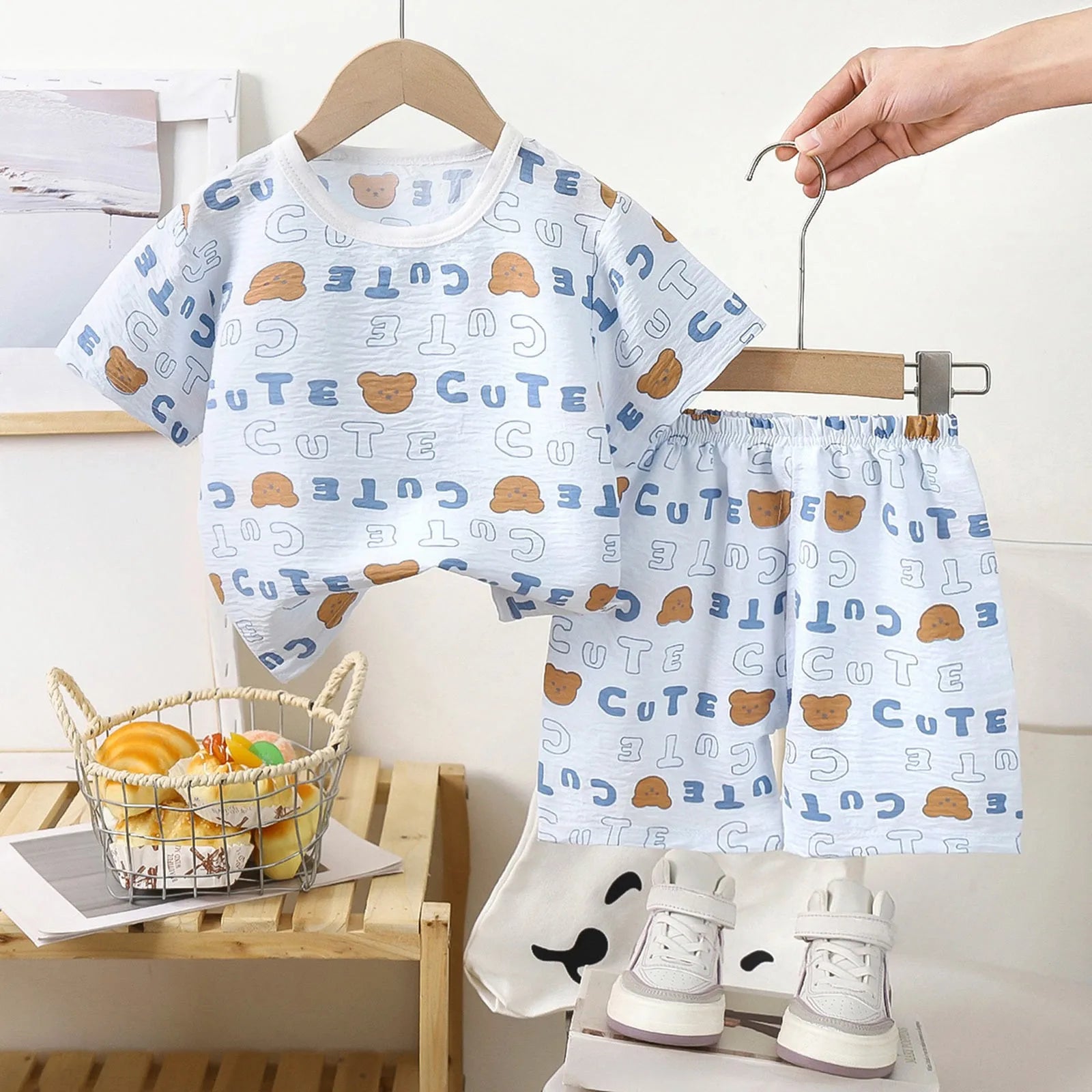 Baby Boy Set Summer Boys Short Sleeved Shorts Loose Stylish Two Piece Suits Girls Short Sleeved Suits Home Clothes 한국 아동복 2025