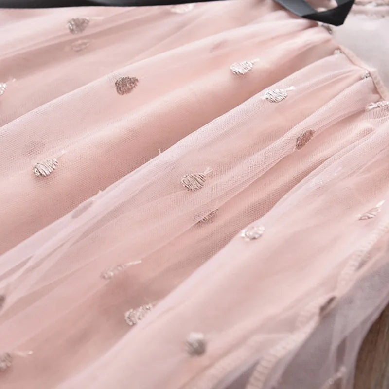 Girls Pink Princess Dress | Mesh Applique Summer Dress
