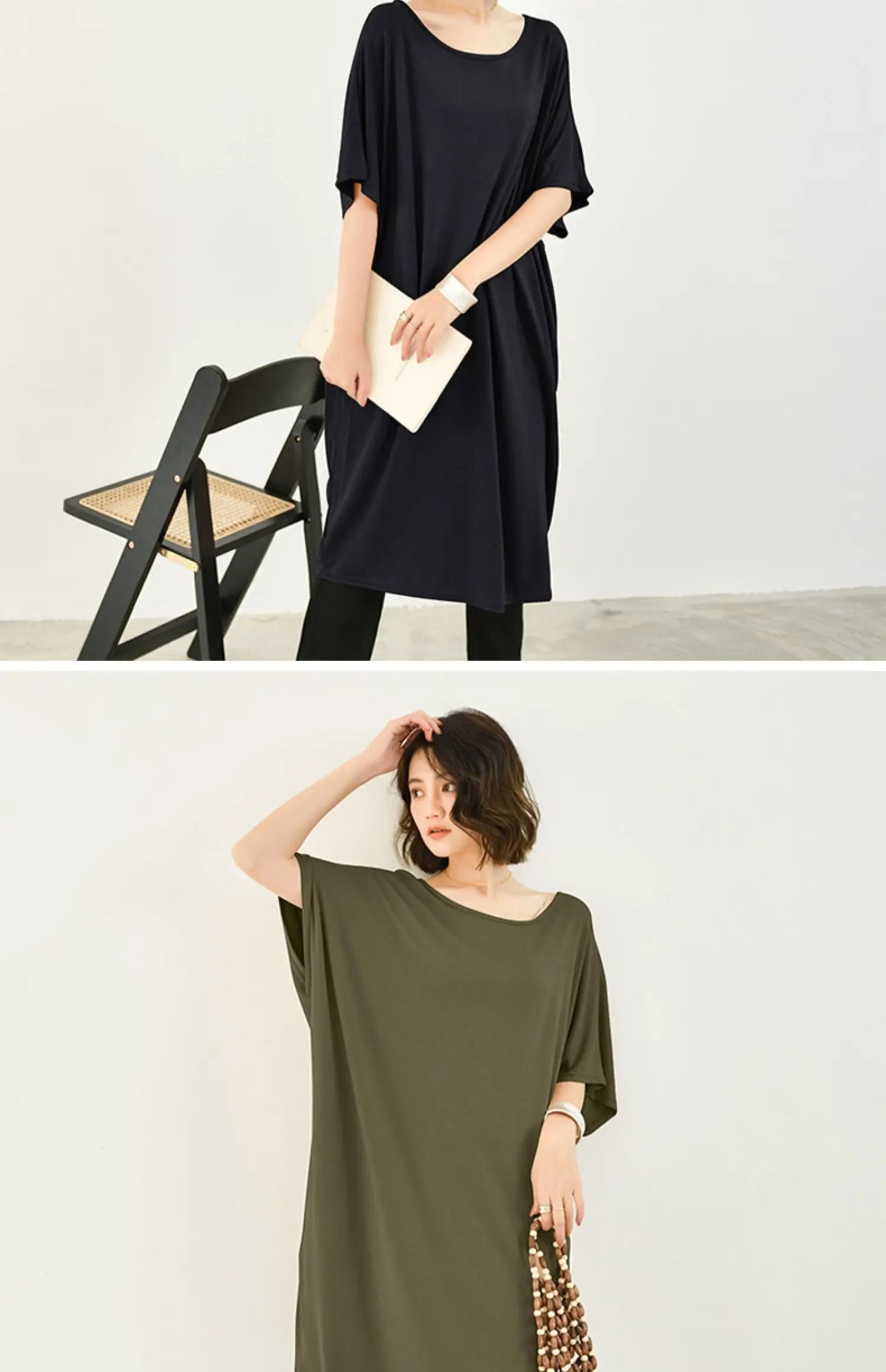 Modal plus Size Loose Short Sleeve Dress Women Summer Thin Casual Home Dress Sleep Dress round Neck A-Line Skirt H-Shape