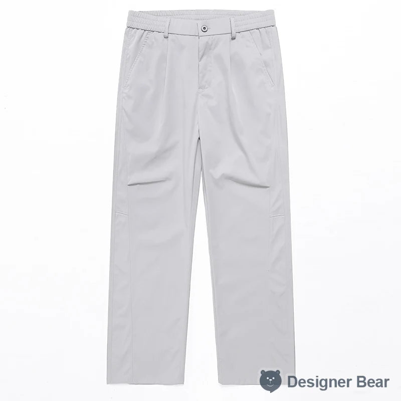 Brand Clothing Spring Summer Thin Men's Casual Straight Trousers Elastic Waist Outdoor Business Solid Color Long Pants Male