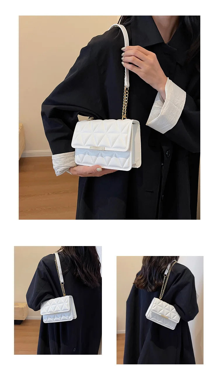 Women Quilted Chain Crossbody Bag Fashion Small Square Shoulder Purse Multi Color Casual Daily Handbag