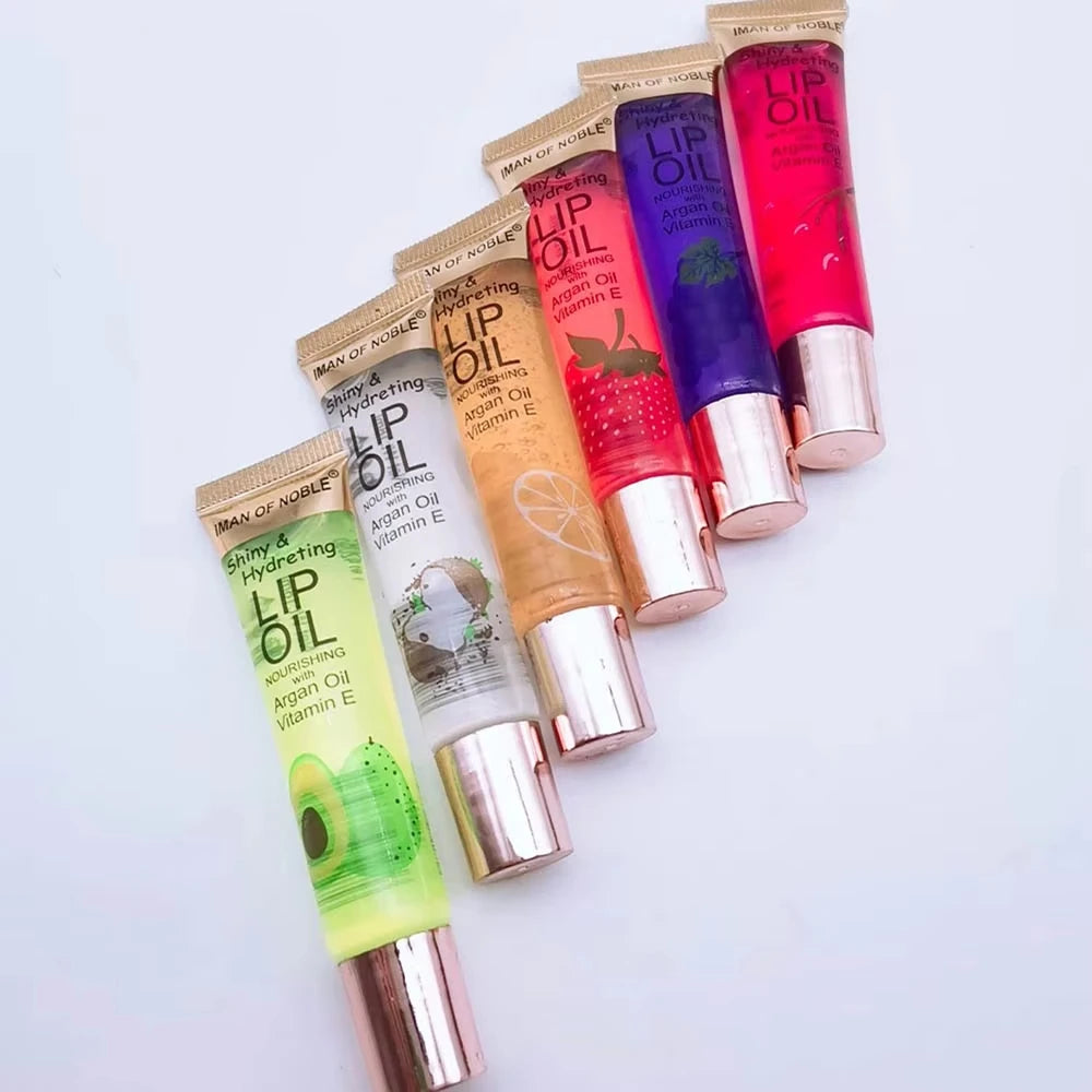 6Pcs Fruit Flavor Lip Oil Set - Moisturizing Plumping Lip Gloss