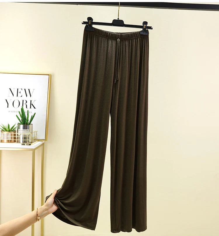 Women's Modal Wide-Leg High-Waisted Lounge Pants - Casual Summer