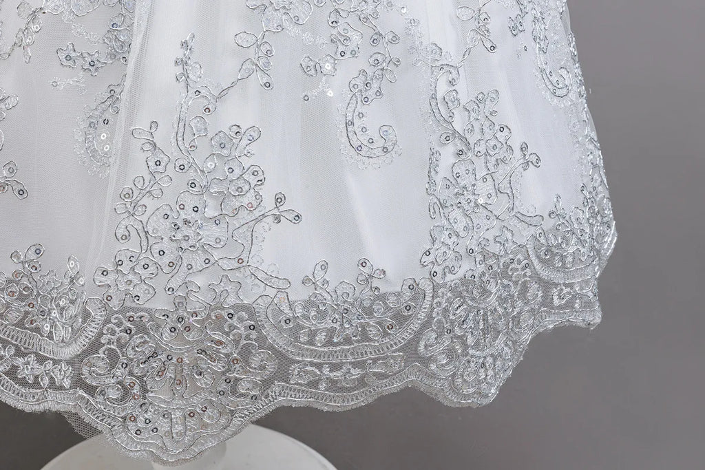HETISO Children's Dress Princess Embroidery Lace Flower Girls Holiday Party Ball Gown Little Kids Summer Costume 1-6Y
