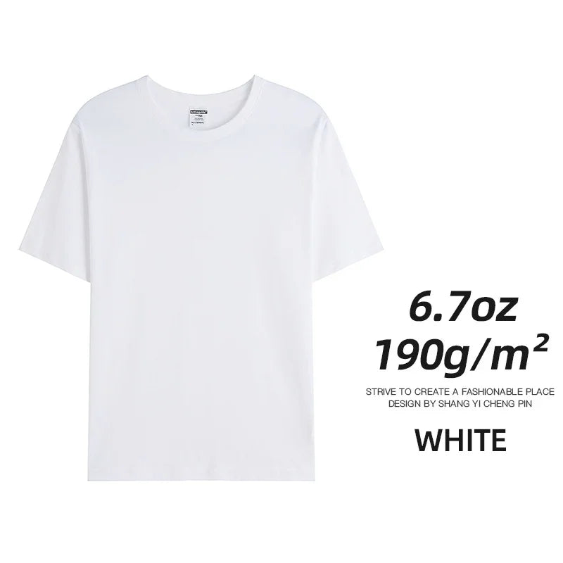 Men's Combed Cotton T-Shirt - Solid Color Casual Short Sleeve Tee