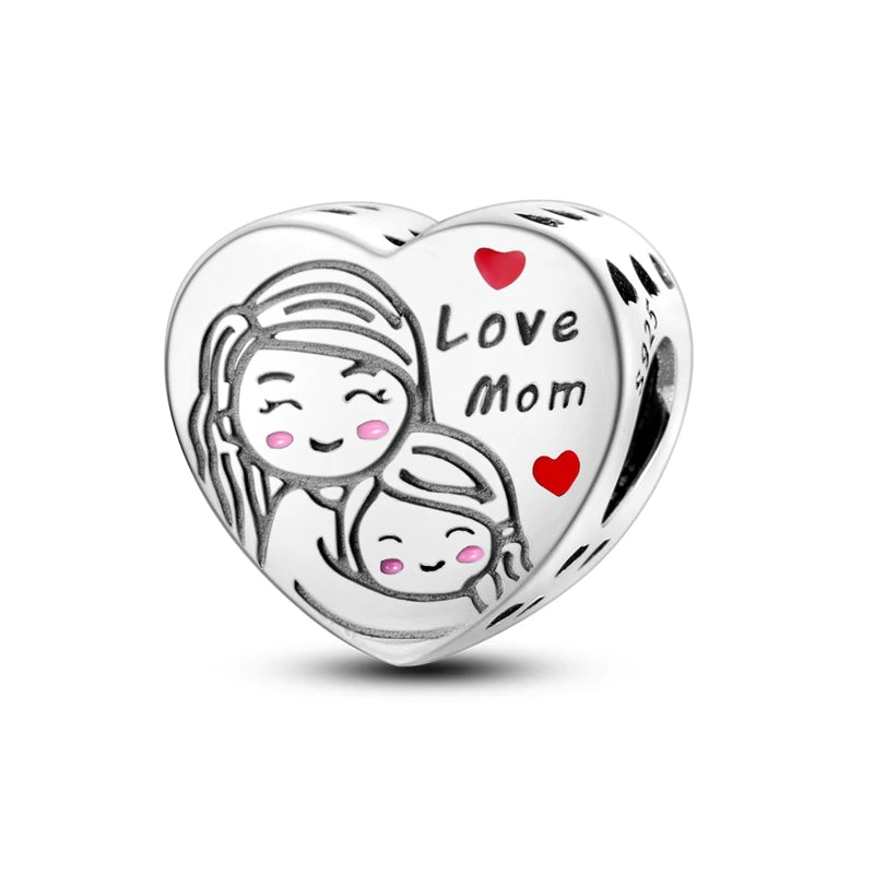 925 Sterling Silver Heart Charm Bead With Zircon Accent, GDTC Certified Fine Jewelry Gift For DIY Bracelet Makers