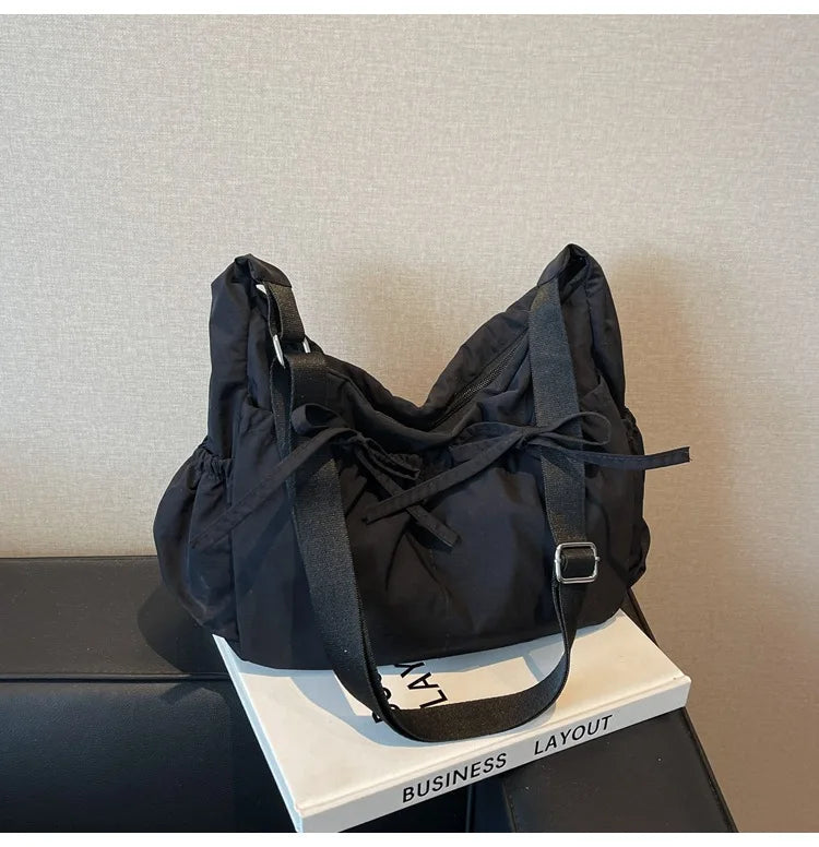 Ruched Fabric Hobo Bags Lightweight Nylon Shoulder Crossbody Bag, Stylish & Adjustable, Perfect for Casual Outfits, Daily Errand