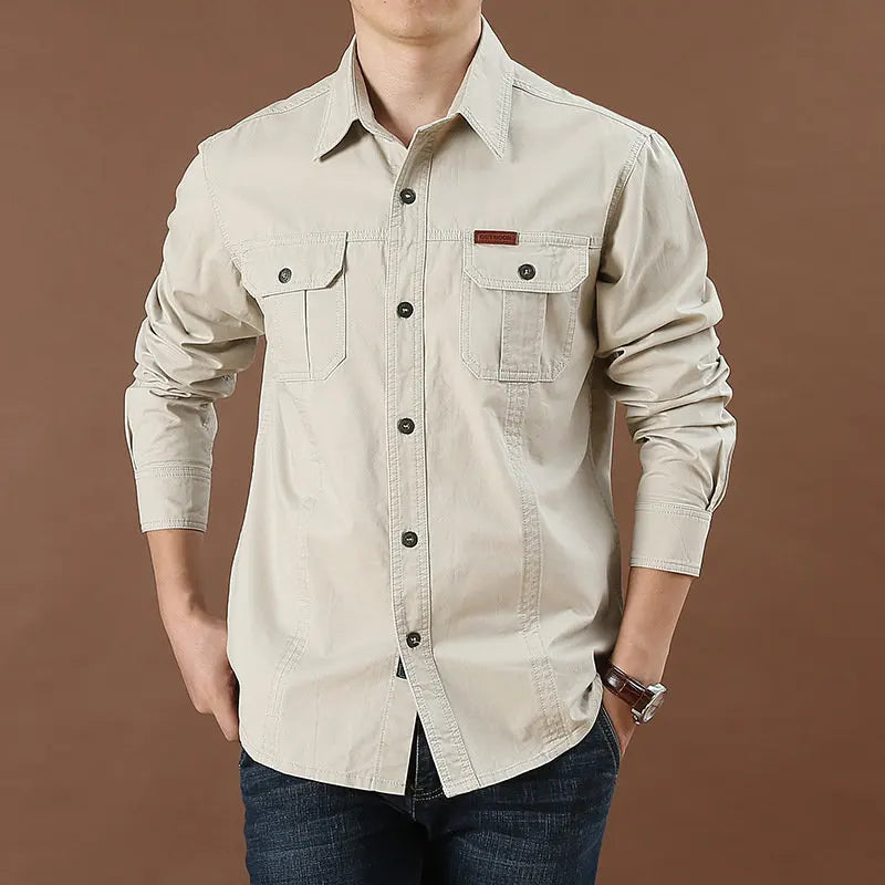 Military Tactical Men's Long Sleeve Shirt Cotton Casual Slim Fit Top Men's Outdoor Combat Training Sports Clothing Plus Size 5XL
