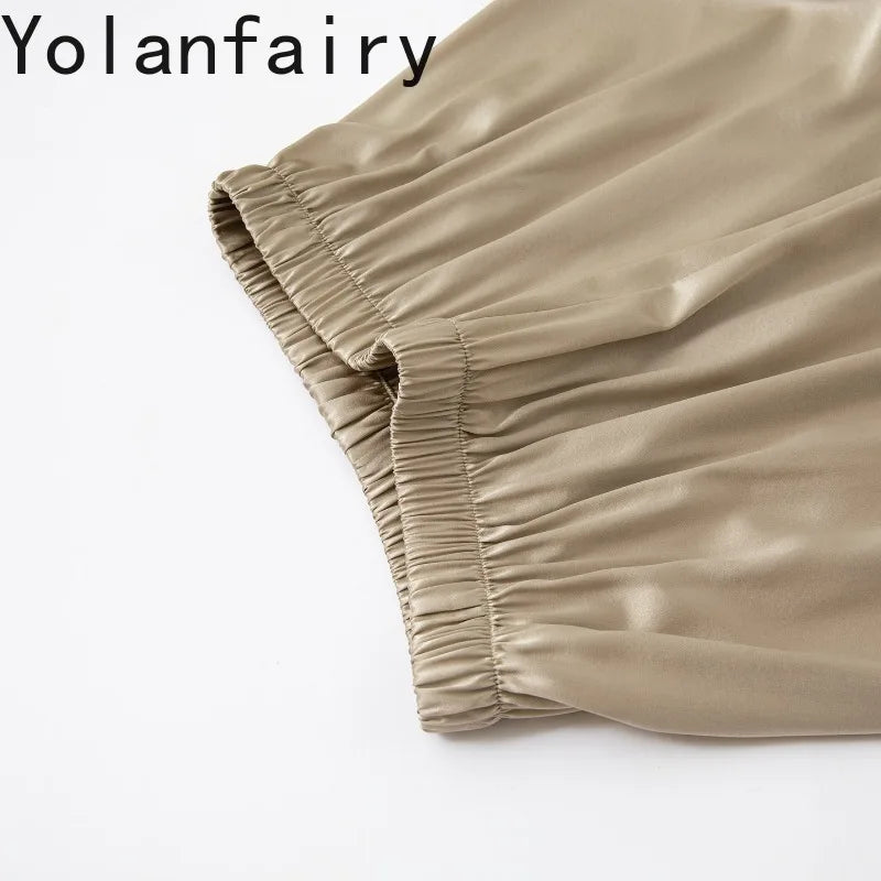 YOLANFAIRY 93% Real Mulberry Silk Pajamas for Woman 2026 Spring Summer High-end Sets Woman 2 Piece Short Sleeve Pijamas De Mujer