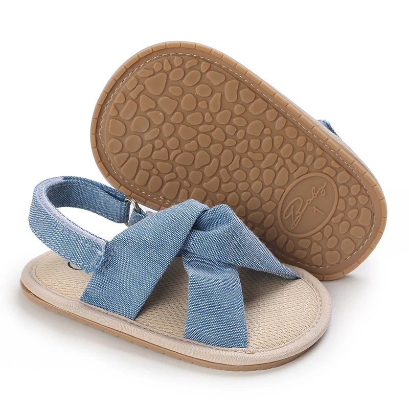 Sweet 0-18M Baby Cute Open Toed Pre School Summer Sandals Blue Princess Casual Soft Rubber Bottom Anti Slip Single Shoe Women's